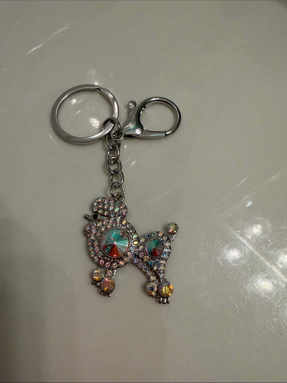 Crystal Poodle Keychain - Iridescent Rhinestones